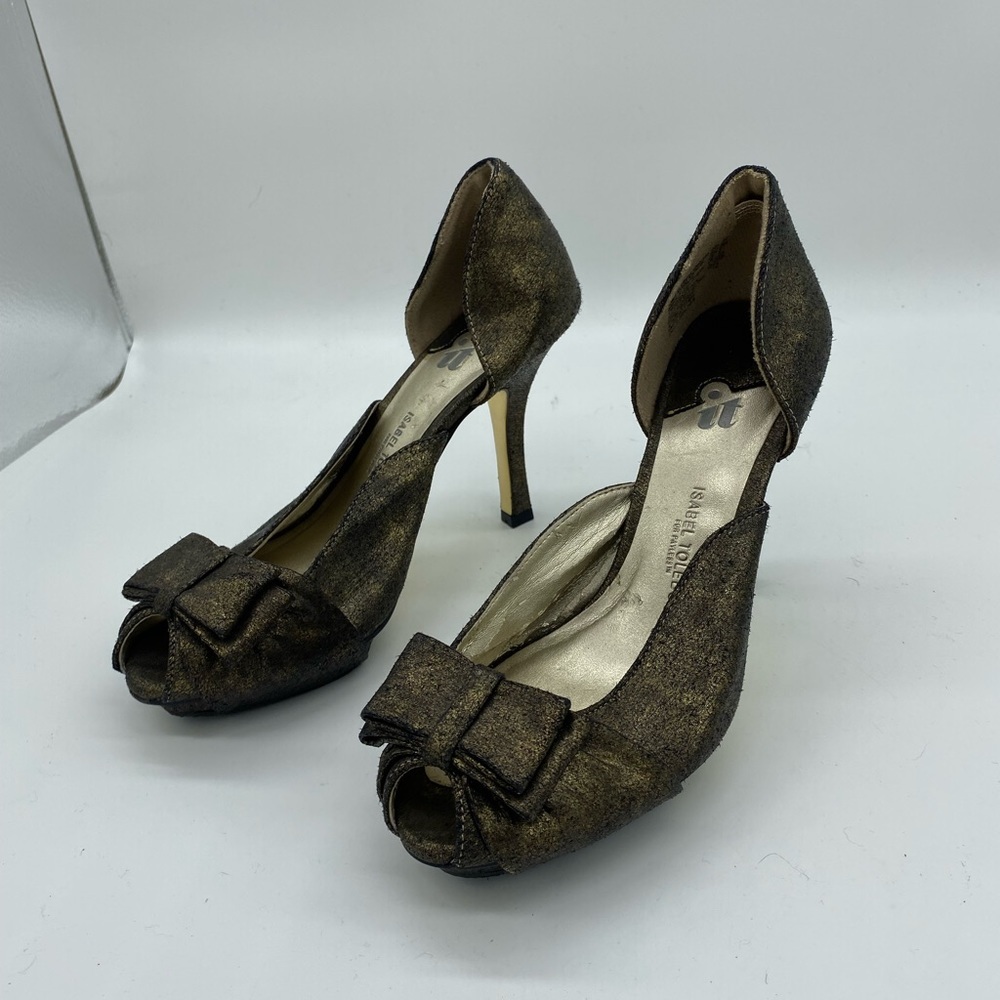 Isabel Toledo Open Toed Heels Pumps Shimmer Bow Womens Size 6.5